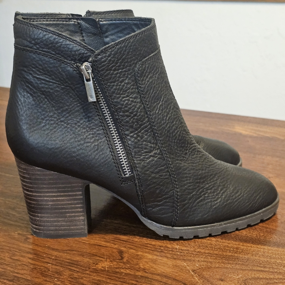 Lucky Brand Women's Ankle Leather Boots Water Proof Leather Black Size 12 M